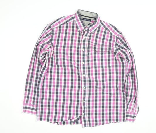 Casa Moda Men's Multicoloured Check Cotton Long Sleeve Shirt Size 16
