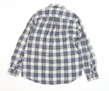 Tommy Hilfiger Men's Blue Plaid Button-Down Long Sleeve Cotton Shirt L