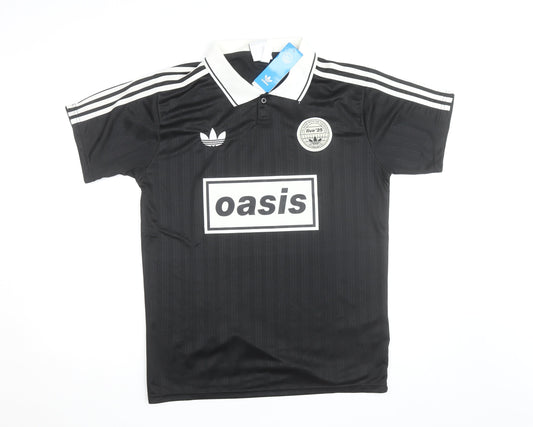 Adidas Mens Black Polo Activewear Top Size L Oasis Collaboration