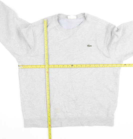 Lacoste Men's Grey Crew Neck Cotton Blend Pullover Sweatshirt L
