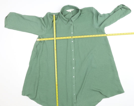 Apricot Women Green Button-Up Tunic Shirt Size 16 3/4 Sleeve