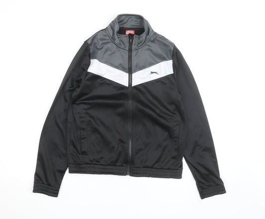 Slazenger Boys Black Track Jacket 13 Years Lightweight Activewear Zip Up