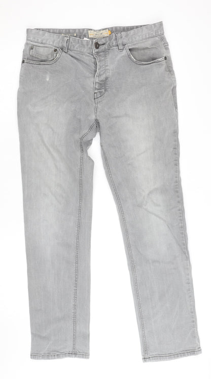 Next Women’s Grey Straight Leg Stretch Denim Jeans Size 34R