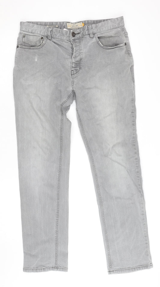 Next Women’s Grey Straight Leg Stretch Denim Jeans Size 34R