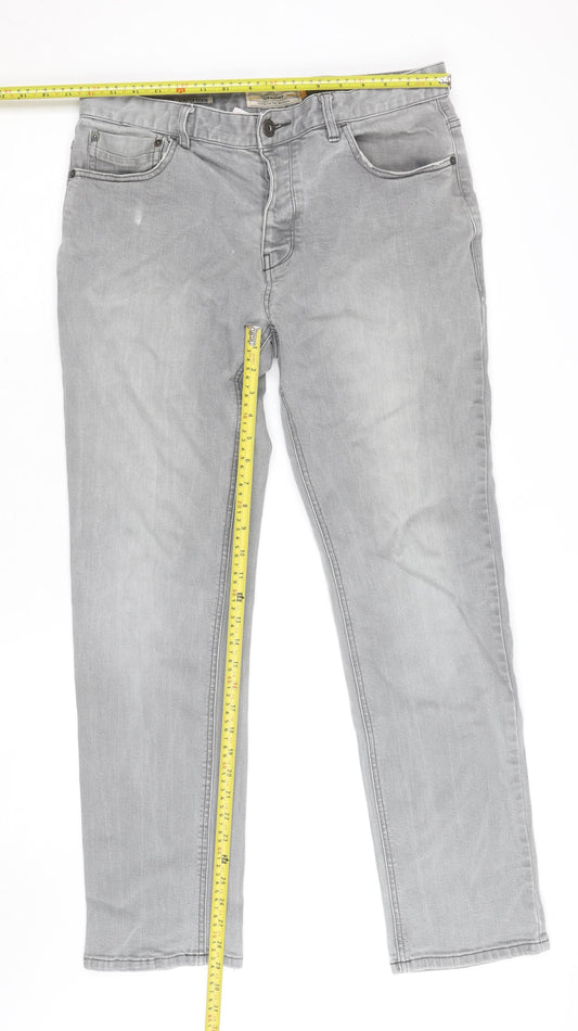 Next Women’s Grey Straight Leg Stretch Denim Jeans Size 34R