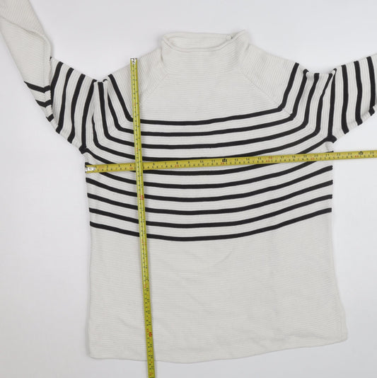 Savoir Womens Black White Striped High Neck Knit Jumper Large