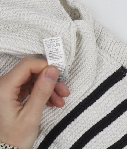 Savoir Womens Black White Striped High Neck Knit Jumper Large