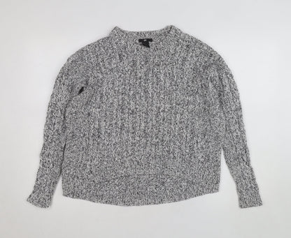 H&M Women's Grey Cable-Knit Cotton Blend Jumper Size 8