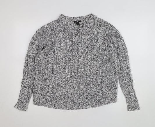 H&M Women's Grey Cable-Knit Cotton Blend Jumper Size 8