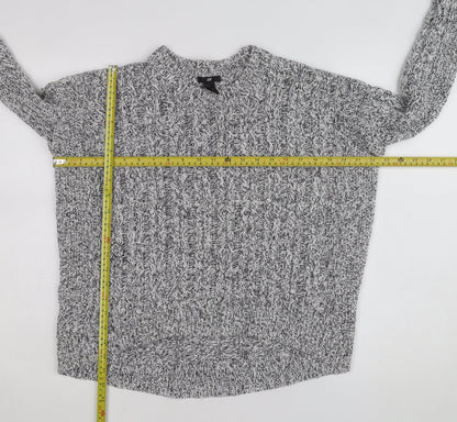 H&M Women's Grey Cable-Knit Cotton Blend Jumper Size 8