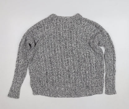 H&M Women's Grey Cable-Knit Cotton Blend Jumper Size 8