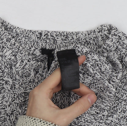 H&M Women's Grey Cable-Knit Cotton Blend Jumper Size 8