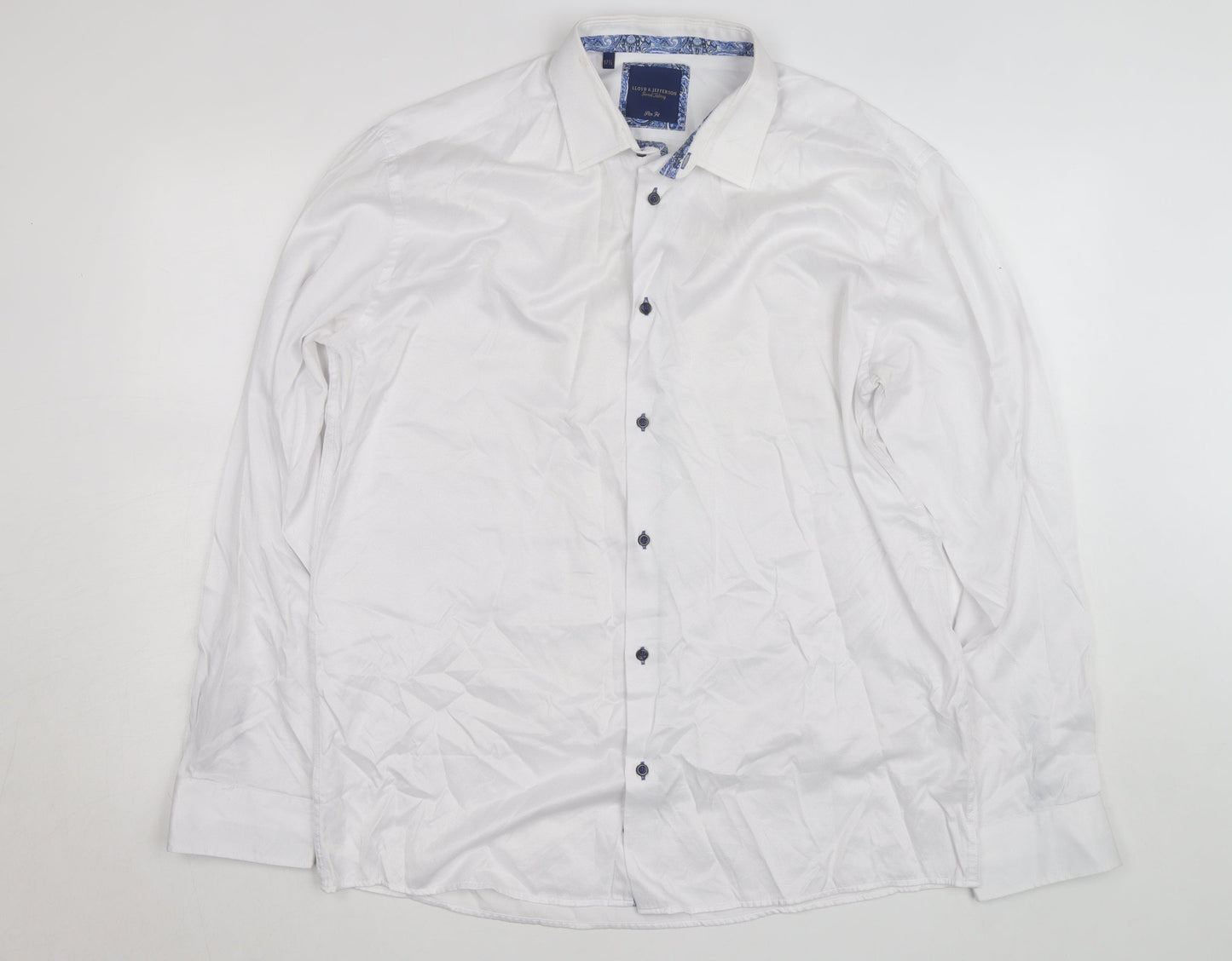Lloyd & Jefferson Men's White Slim Fit Formal Dress Shirt 17.5in