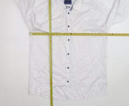 Lloyd & Jefferson Men's White Slim Fit Formal Dress Shirt 17.5in