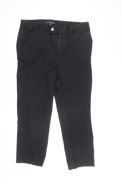 Lauren Ralph Lauren Women's Black Cotton Chino Trousers Size 12