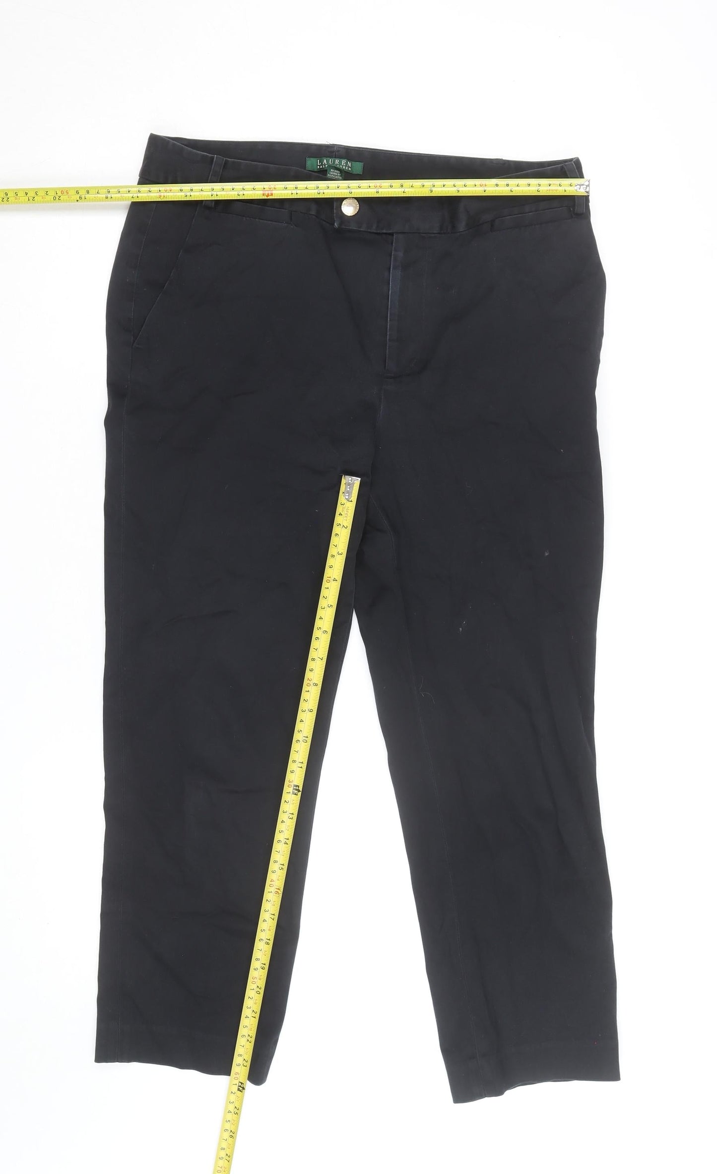 Lauren Ralph Lauren Women's Black Cotton Chino Trousers Size 12