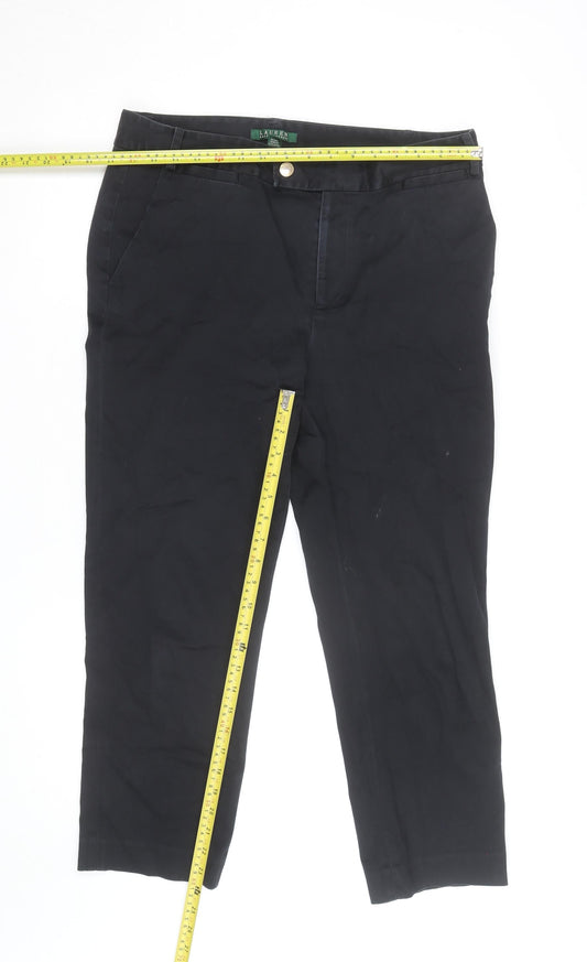 Lauren Ralph Lauren Women's Black Cotton Chino Trousers Size 12