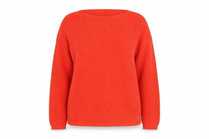 s.Oliver Women Red Waffle-Knit Long Sleeve Pullover Jumper Size 16