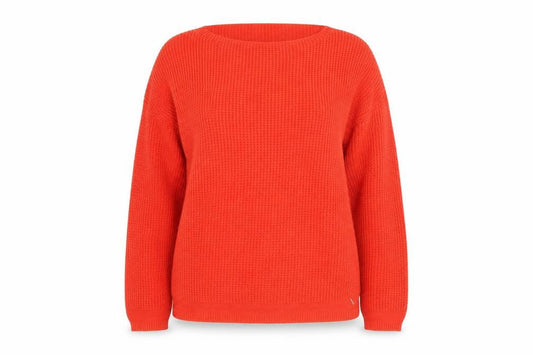 s.Oliver Women Red Waffle-Knit Long Sleeve Pullover Jumper Size 16