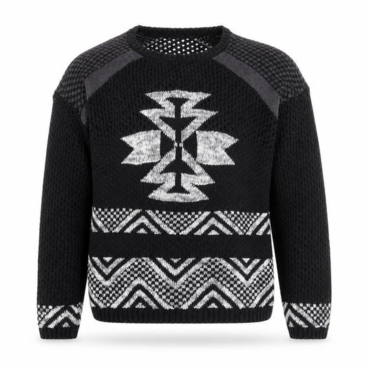 Front view of Only unisex black aztec knit jumper, size M