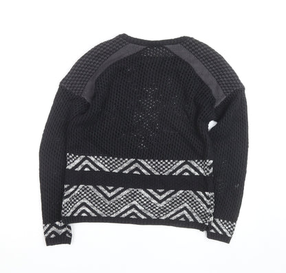 ONLY Unisex Black Aztec Knit Pullover Jumper Size M