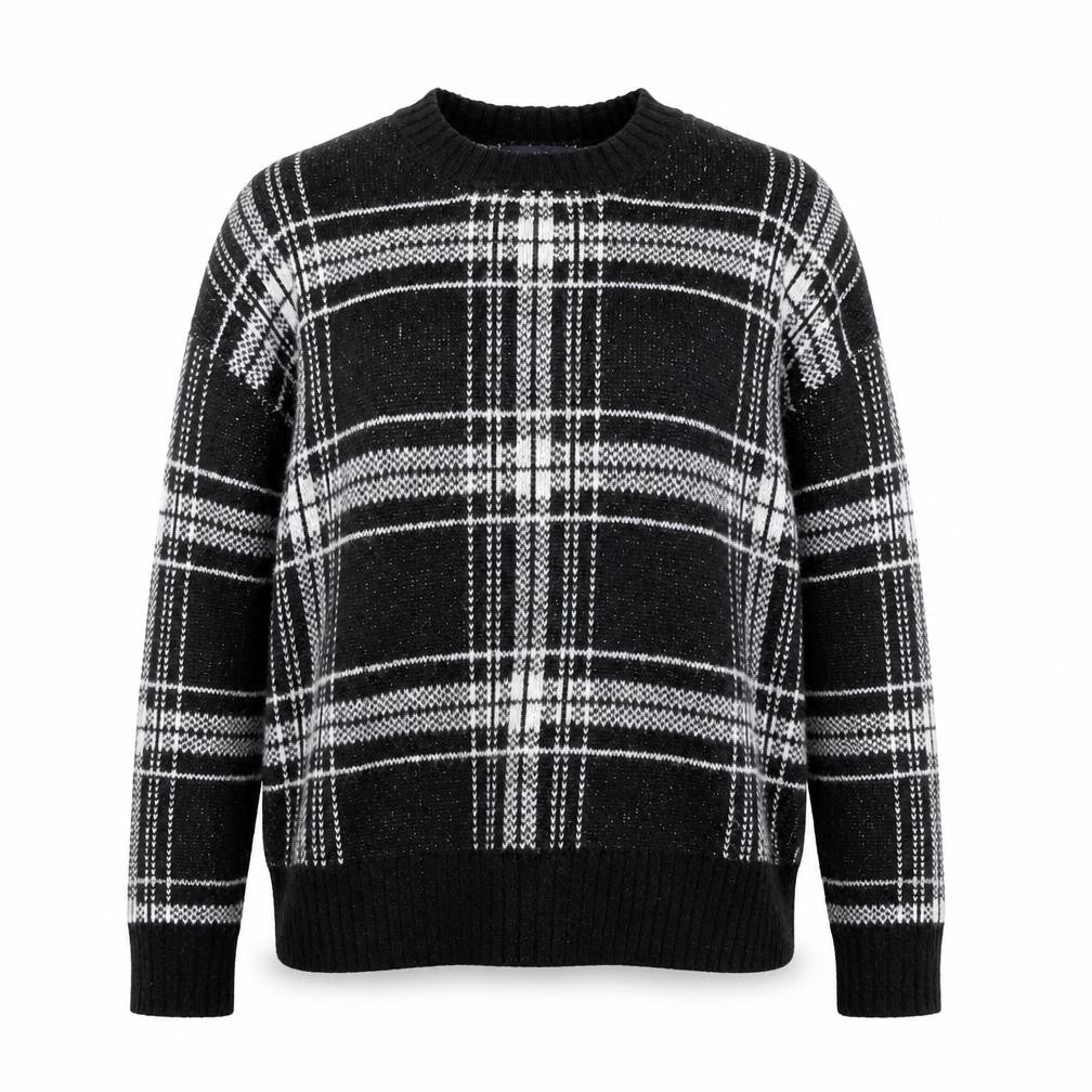 Marks and Spencer Women’s Black Check Knit Pullover Jumper Medium