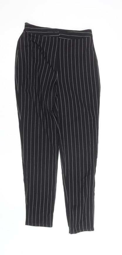 Boohoo Tall Women's Black Pinstripe Trousers Size 6 Slim Fit