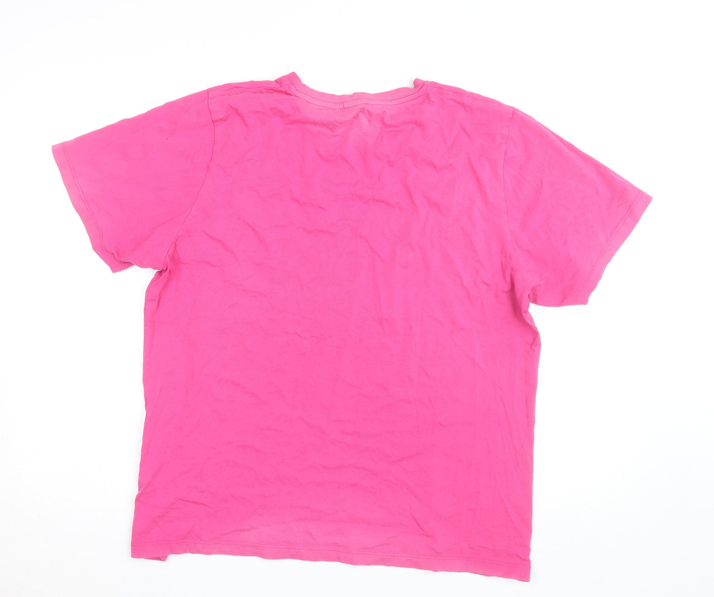 Diesel Womens Pink Sequin Logo Cotton T-Shirt XL
