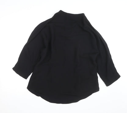 River Island Women’s Black High Neck 3/4 Sleeve Blouse Size 14
