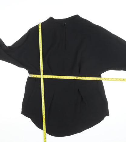 River Island Women’s Black High Neck 3/4 Sleeve Blouse Size 14