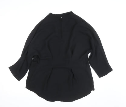 River Island Women’s Black High Neck 3/4 Sleeve Blouse Size 14