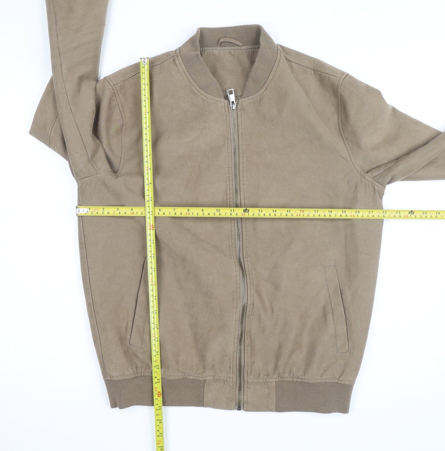 Primark Men's Brown Bomber Jacket L Full Zip Polyester Casual