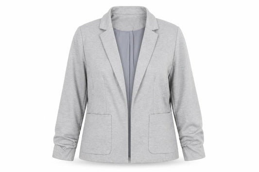 Front view of Miss Selfridge Women's Grey, size 14, Tailored Jersey Blazer