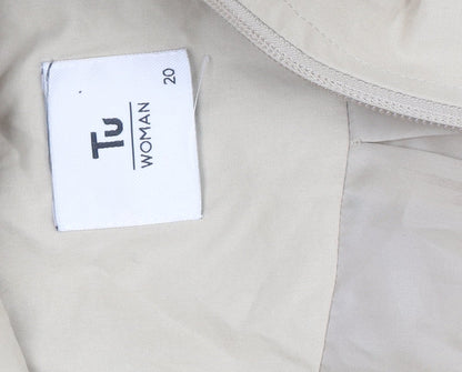 Tu Women’s Beige Hooded Parka Coat Size 20 Lightweight Long Jacket