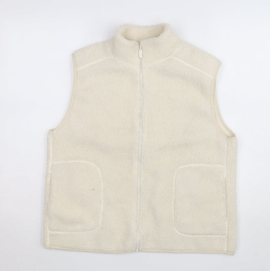 Primark Women Ivory Fleece Zip Waistcoat Bodywarmer Size M