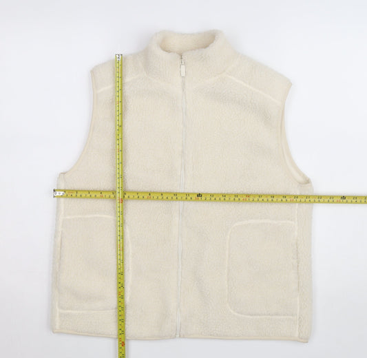 Primark Women Ivory Fleece Zip Waistcoat Bodywarmer Size M
