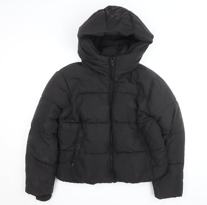Stradivarius Women Black Size 12 Puffer Jacket Hooded Short