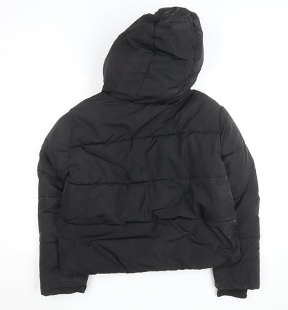 Stradivarius Women Black Size 12 Puffer Jacket Hooded Short