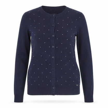 Tommy Hilfiger Women's Blue Cotton Studded Cardigan Size S