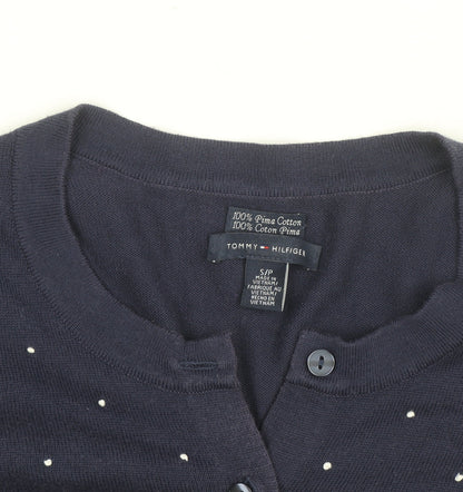 Tommy Hilfiger Women's Blue Cotton Studded Cardigan Size S