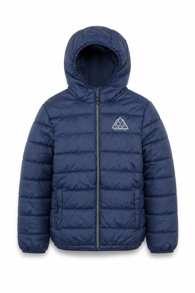 Studio Boys Blue Hooded Puffer Jacket 7-8 Years Polyester Mid-Length