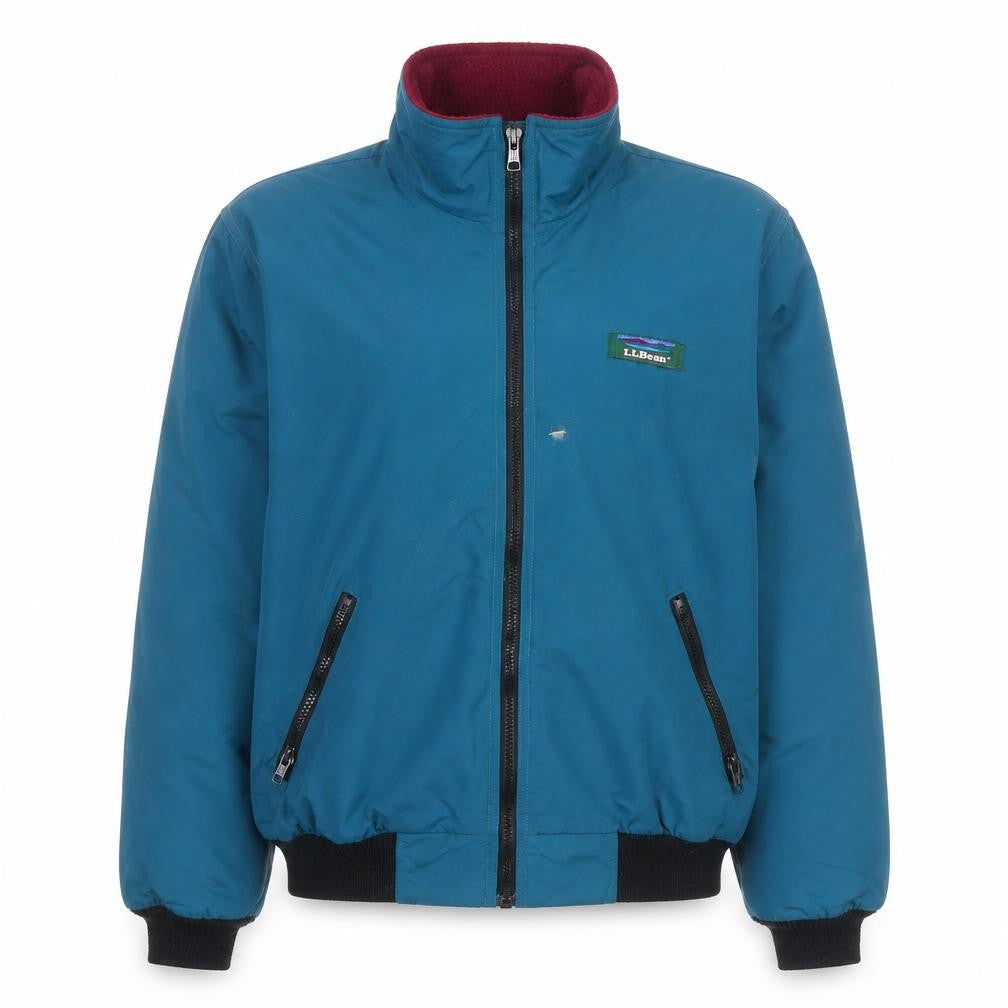 L.L.Bean Womens Blue Warm-Up Nylon Fleece-Lined Windproof Jacket Size S