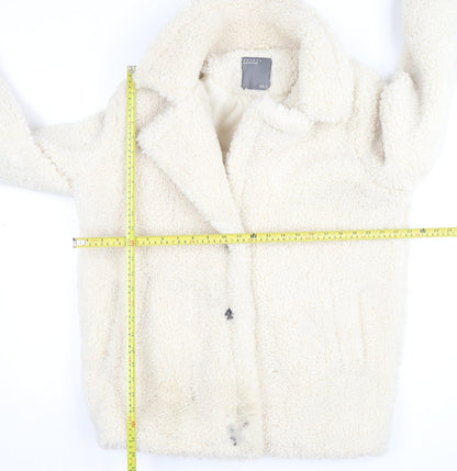 Papaya Women Ivory Sherpa Fleece Short Jacket Size 12 Casual Winter