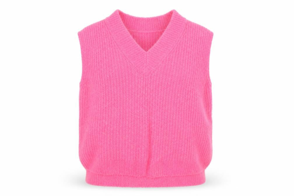 Opus Women's Pink Mohair Blend Sleeveless V-Neck Knit Vest M
