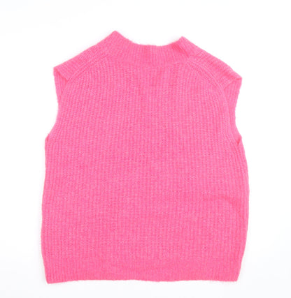 Opus Women's Pink Mohair Blend Sleeveless V-Neck Knit Vest M