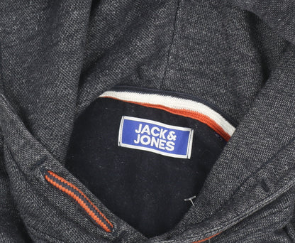Jack & Jones Boys Grey & Navy Pullover Hoodie Size 10 Years Cotton Blend
