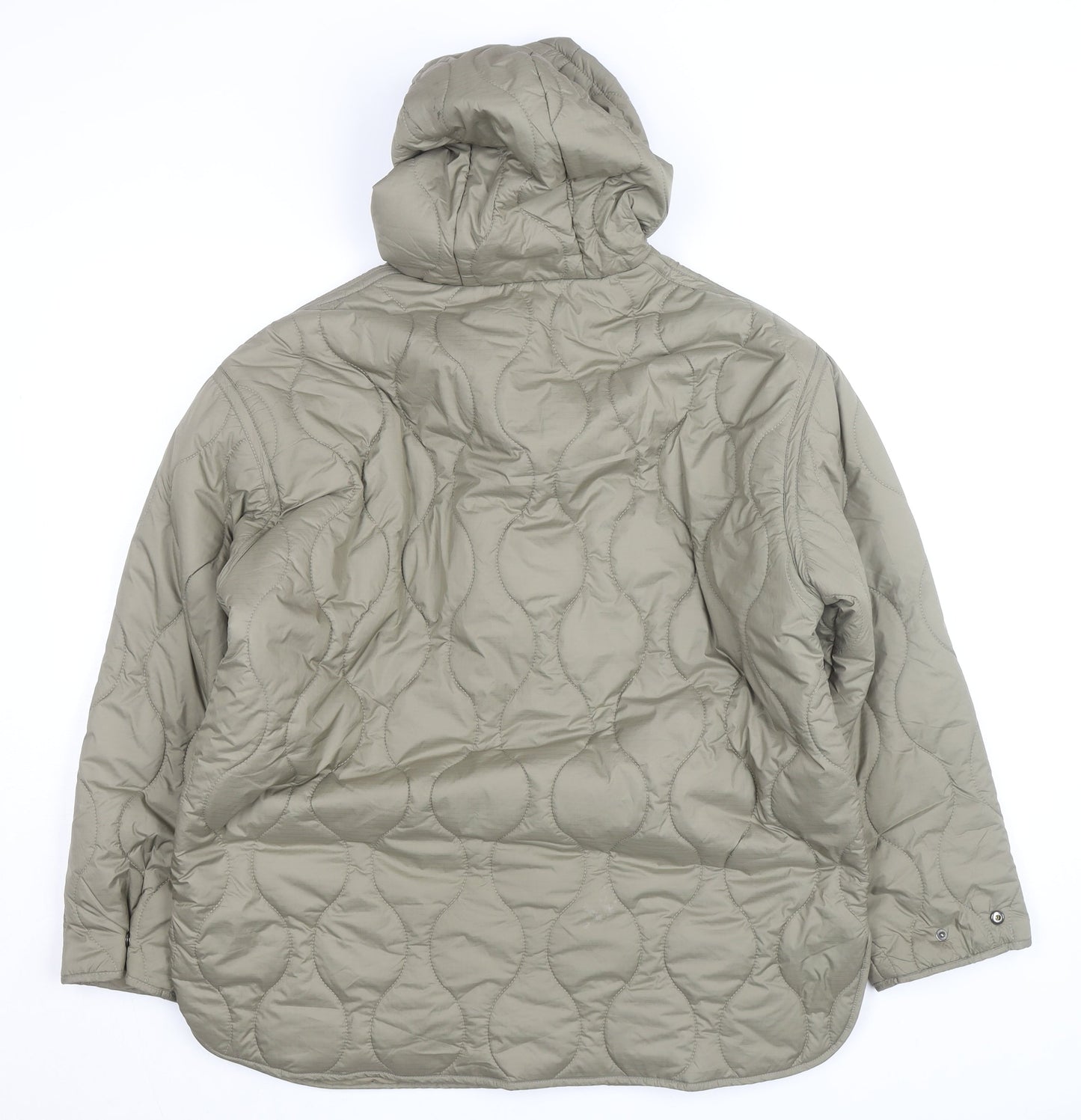 Zara Womens Beige Quilted Hooded Mid-Length Jacket Size S