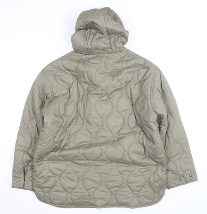 Zara Womens Beige Quilted Hooded Mid-Length Jacket Size S