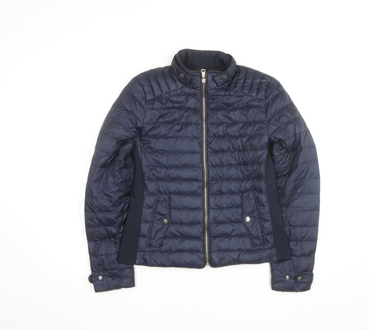 Zara Women Blue Quilted Puffer Jacket Size 12 Lightweight