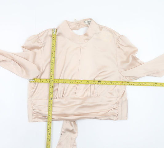 Miss Selfridge Women’s Beige Wrap Satin Blouse Size 10